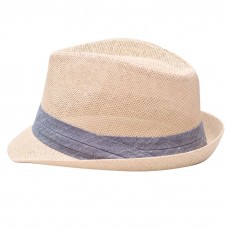 Sophias Style Unisex Junior Adult Tan Grosgrain Ribbon Fedora Summer Hat  eb-73801228